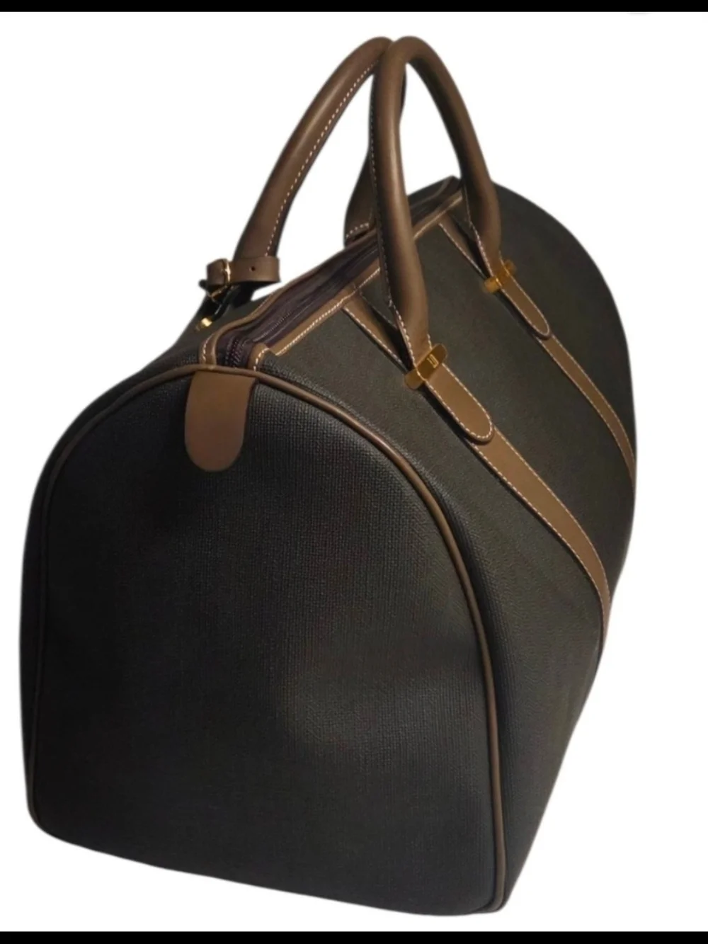 DUNHILL NWOT Men's Canvas & Leath Boston Duffle Bag + Brass Lock & Keys & ID Tag